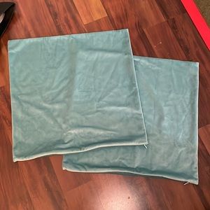 20”X 20” Aqua Velvet Pillow Covers Set of 2